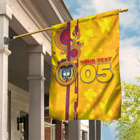 Custom Colombia Football Garden Flag Tropical Orchid Floral Pattern With Coat Of Arms