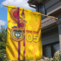 Custom Colombia Football Garden Flag Tropical Orchid Floral Pattern With Coat Of Arms