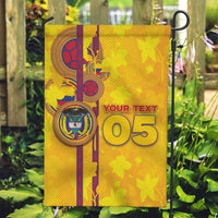 Custom Colombia Football Garden Flag Tropical Orchid Floral Pattern With Coat Of Arms