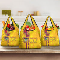 Custom Colombia Football Grocery Bag Tropical Orchid Floral Pattern With Coat Of Arms