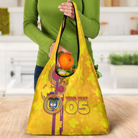 Custom Colombia Football Grocery Bag Tropical Orchid Floral Pattern With Coat Of Arms