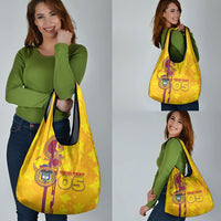 Custom Colombia Football Grocery Bag Tropical Orchid Floral Pattern With Coat Of Arms