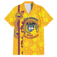 Custom Colombia Football Hawaiian Shirt Tropical Orchid Floral Pattern With Coat Of Arms