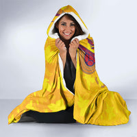 Custom Colombia Football Hooded Blanket Tropical Orchid Floral Pattern With Coat Of Arms