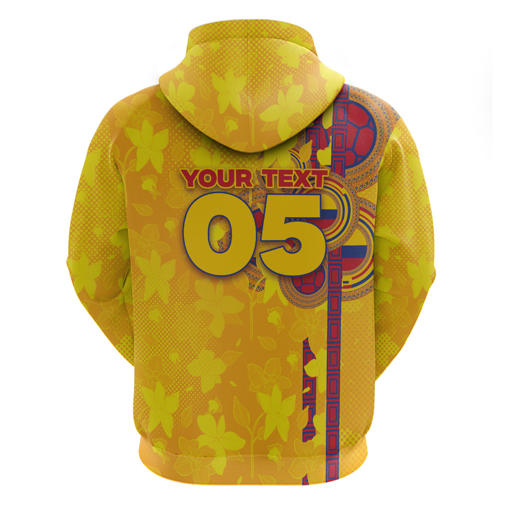 Custom Colombia Football Hoodie Tropical Orchid Floral Pattern With Coat Of Arms