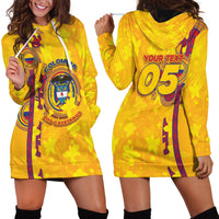 Custom Colombia Football Hoodie Dress Tropical Orchid Floral Pattern With Coat Of Arms