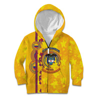 Custom Colombia Football Kid Hoodie Tropical Orchid Floral Pattern With Coat Of Arms