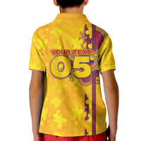 Custom Colombia Football Kid Polo Shirt Tropical Orchid Floral Pattern With Coat Of Arms