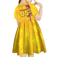 Custom Colombia Football Kid Short Sleeve Dress Tropical Orchid Floral Pattern With Coat Of Arms