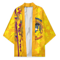 Custom Colombia Football Kimono Tropical Orchid Floral Pattern With Coat Of Arms