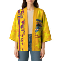 Custom Colombia Football Kimono Tropical Orchid Floral Pattern With Coat Of Arms