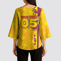 Custom Colombia Football Kimono Sleeve Blouse Tropical Orchid Floral Pattern With Coat Of Arms