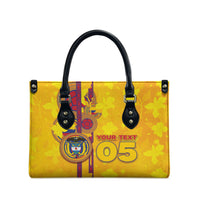 Custom Colombia Football Leather Bag Tropical Orchid Floral Pattern With Coat Of Arms