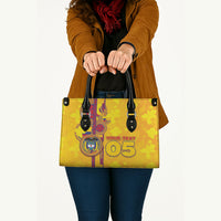 Custom Colombia Football Leather Bag Tropical Orchid Floral Pattern With Coat Of Arms