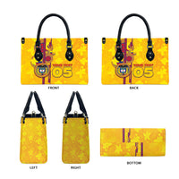 Custom Colombia Football Leather Bag Tropical Orchid Floral Pattern With Coat Of Arms