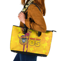 Custom Colombia Football Leather Tote Bag Tropical Orchid Floral Pattern With Coat Of Arms