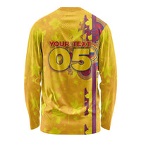 Custom Colombia Football Long Sleeve Shirt Tropical Orchid Floral Pattern With Coat Of Arms
