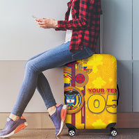 Custom Colombia Football Luggage Cover Tropical Orchid Floral Pattern With Coat Of Arms
