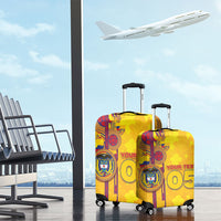 Custom Colombia Football Luggage Cover Tropical Orchid Floral Pattern With Coat Of Arms