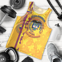 Custom Colombia Football Men Tank Top Tropical Orchid Floral Pattern With Coat Of Arms