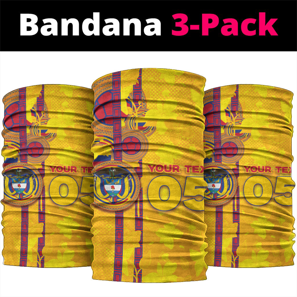 Custom Colombia Football Neck Gaiter Tropical Orchid Floral Pattern With Coat Of Arms