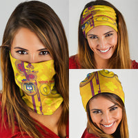 Custom Colombia Football Neck Gaiter Tropical Orchid Floral Pattern With Coat Of Arms