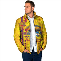 Custom Colombia Football Padded Jacket Tropical Orchid Floral Pattern With Coat Of Arms