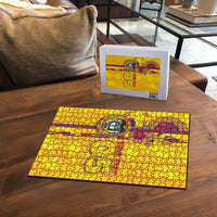 Custom Colombia Football Puzzle Tropical Orchid Floral Pattern With Coat Of Arms