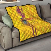 Custom Colombia Football Quilt Tropical Orchid Floral Pattern With Coat Of Arms
