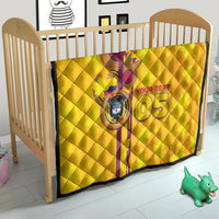 Custom Colombia Football Quilt Tropical Orchid Floral Pattern With Coat Of Arms