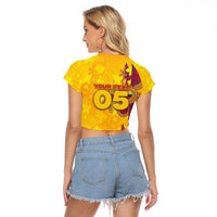 Custom Colombia Football Raglan Cropped T Shirt Tropical Orchid Floral Pattern With Coat Of Arms