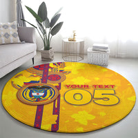 Custom Colombia Football Round Carpet Tropical Orchid Floral Pattern With Coat Of Arms