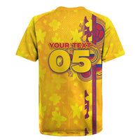 Custom Colombia Football Rugby Jersey Tropical Orchid Floral Pattern With Coat Of Arms