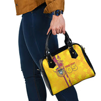 Custom Colombia Football Shoulder Handbag Tropical Orchid Floral Pattern With Coat Of Arms