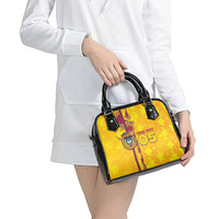 Custom Colombia Football Shoulder Handbag Tropical Orchid Floral Pattern With Coat Of Arms