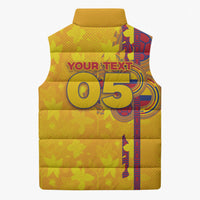 Custom Colombia Football Sleeveless Puffer Jacket Tropical Orchid Floral Pattern With Coat Of Arms