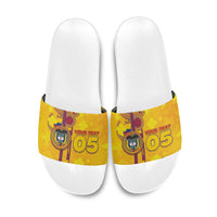 Custom Colombia Football Slide Sandals Tropical Orchid Floral Pattern With Coat Of Arms