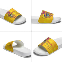 Custom Colombia Football Slide Sandals Tropical Orchid Floral Pattern With Coat Of Arms