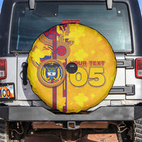 Custom Colombia Football Spare Tire Cover Tropical Orchid Floral Pattern With Coat Of Arms