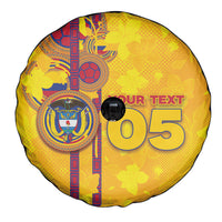 Custom Colombia Football Spare Tire Cover Tropical Orchid Floral Pattern With Coat Of Arms