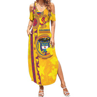 Custom Colombia Football Summer Maxi Dress Tropical Orchid Floral Pattern With Coat Of Arms