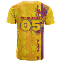 Custom Colombia Football T Shirt Tropical Orchid Floral Pattern With Coat Of Arms