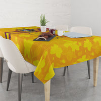 Custom Colombia Football Tablecloth Tropical Orchid Floral Pattern With Coat Of Arms