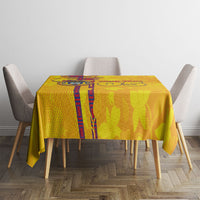 Custom Colombia Football Tablecloth Tropical Orchid Floral Pattern With Coat Of Arms