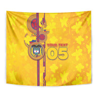 Custom Colombia Football Tapestry Tropical Orchid Floral Pattern With Coat Of Arms