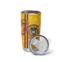 Custom Colombia Football Tumbler Cup Tropical Orchid Floral Pattern With Coat Of Arms