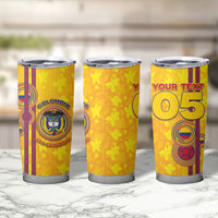 Custom Colombia Football Tumbler Cup Tropical Orchid Floral Pattern With Coat Of Arms