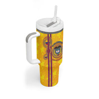 Custom Colombia Football Tumbler With Handle Tropical Orchid Floral Pattern With Coat Of Arms