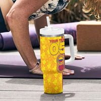 Custom Colombia Football Tumbler With Handle Tropical Orchid Floral Pattern With Coat Of Arms