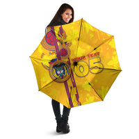 Custom Colombia Football Umbrella Tropical Orchid Floral Pattern With Coat Of Arms
